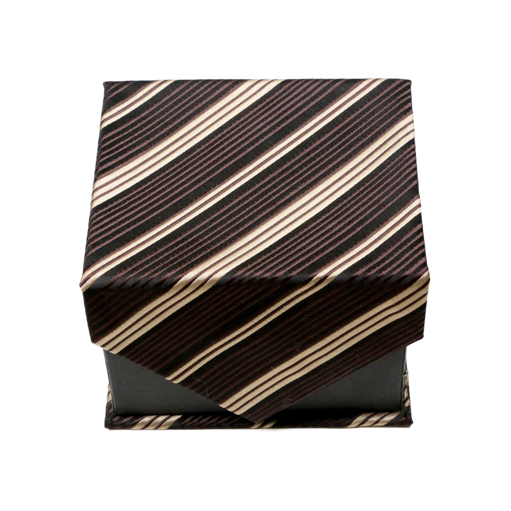 Men's Classic Brown-Tan Minimal Geometric Design 4-pc Necktie Box Set