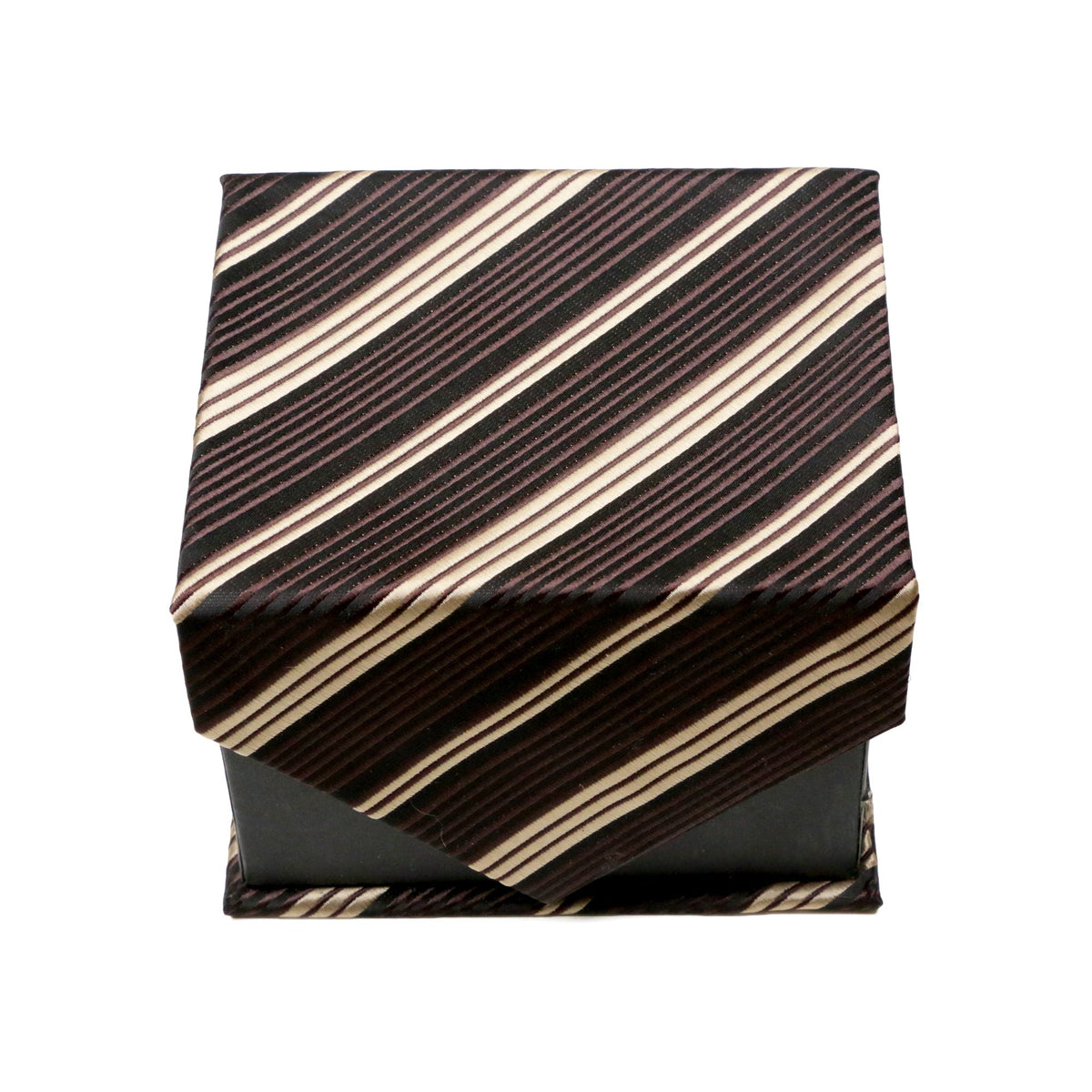 Men's Classic Brown-Tan Minimal Geometric Design 4-pc Necktie Box Set