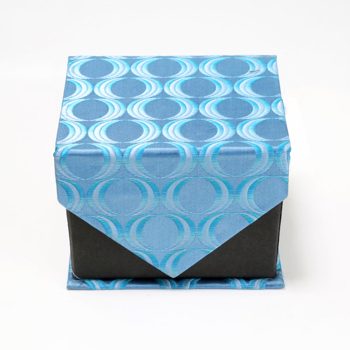 Men's Blue Round Geometric Design 4-pc Necktie Box Set