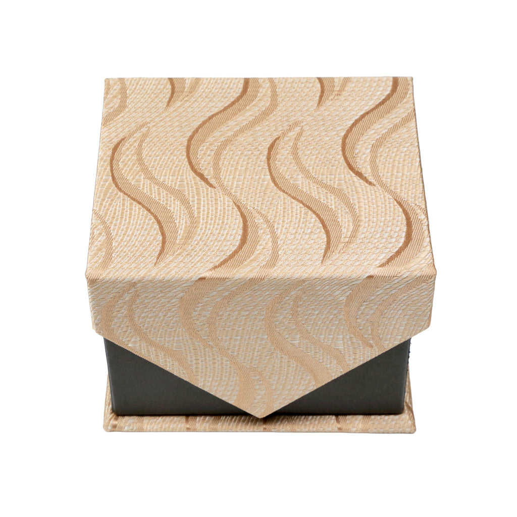 Men's Tan-Brown Wavy Pattern Design 4-pc Necktie Box Set