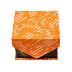 Men's Orange Geometric Pattern Design 4-pc Necktie Box Set