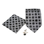 Men's Black-White Geometric Pattern Design 4-pc Necktie Box Set