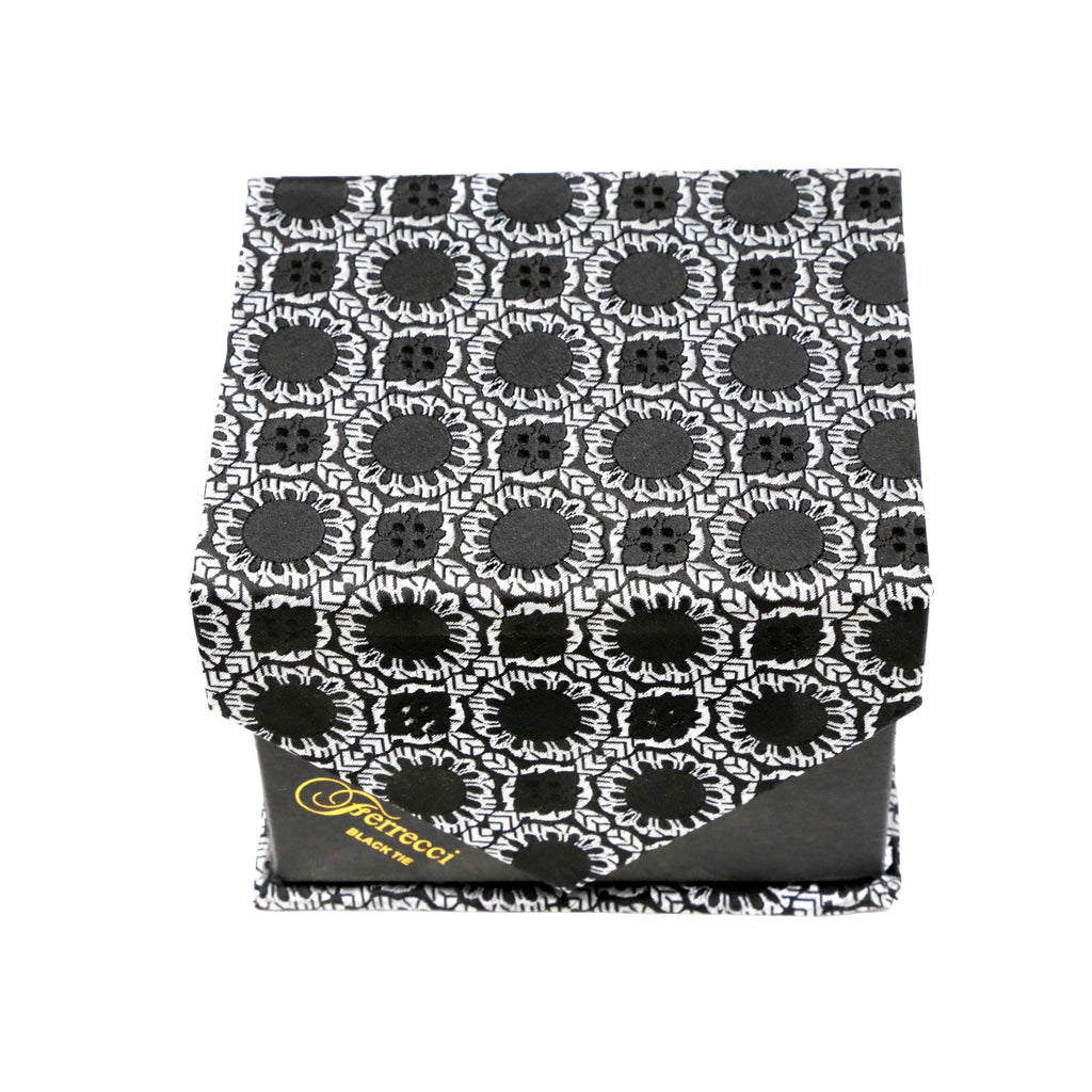 Men's Black-White Geometric Pattern Design 4-pc Necktie Box Set