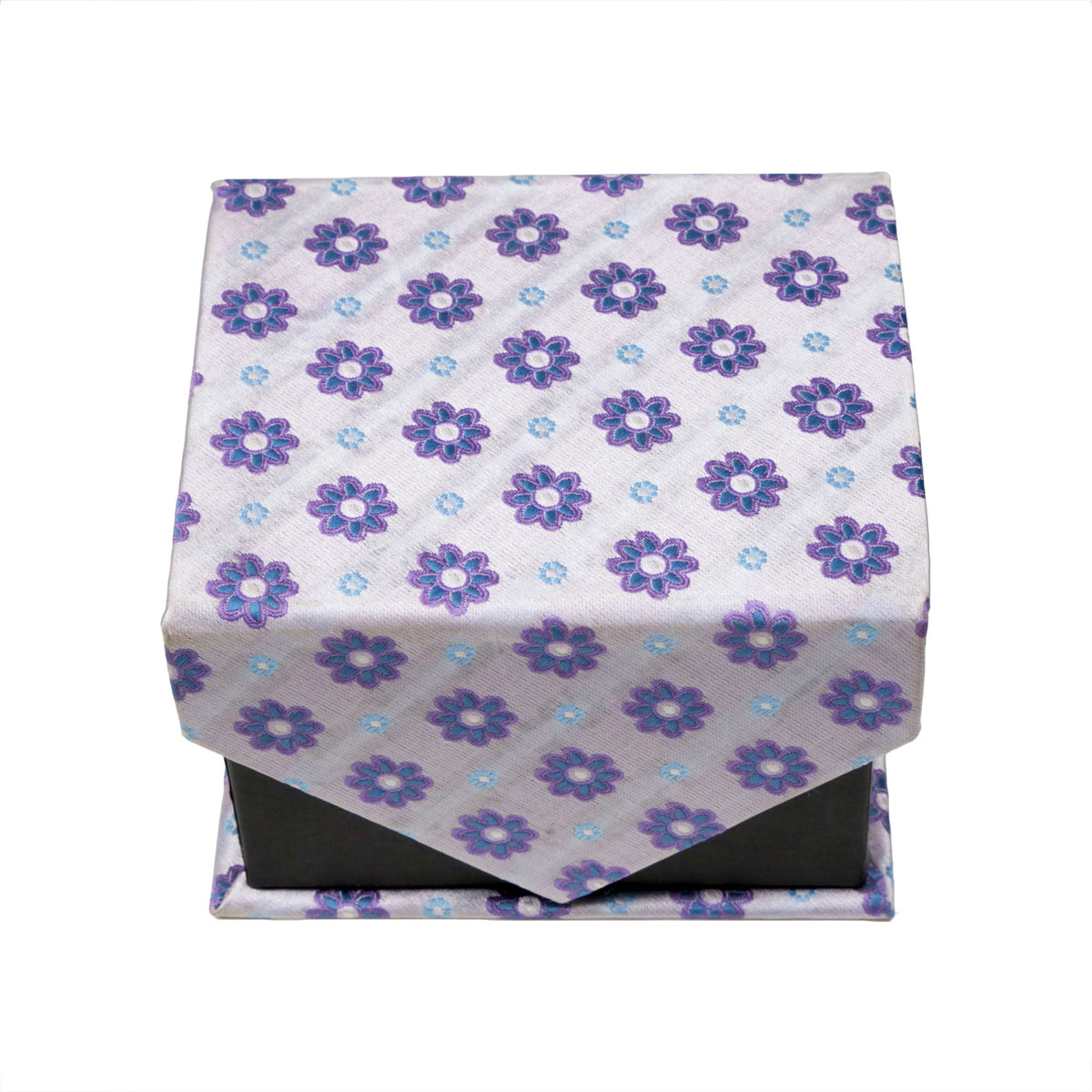 Men's Funky Purple Floral Pattern Design 4-pc Necktie Box Set