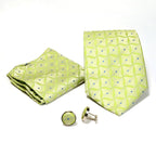Men's Light Green Geometric Design 4-pc Necktie Box Set