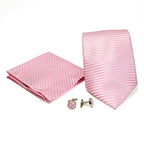 Men's Soft Pink Striped Design 4-pc Necktie Box Set