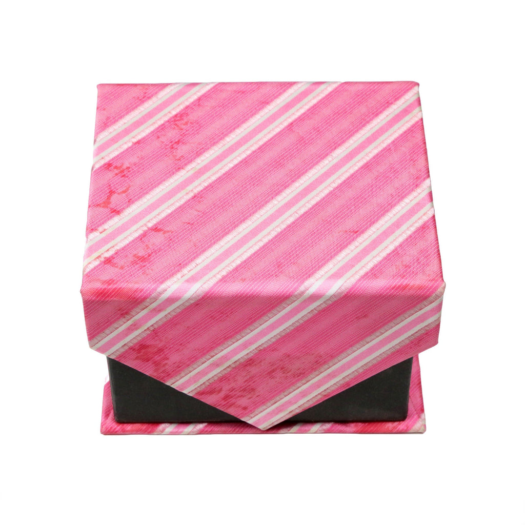 Men's Pink-Pink Striped Pattern Design 4-pc Necktie Box Set