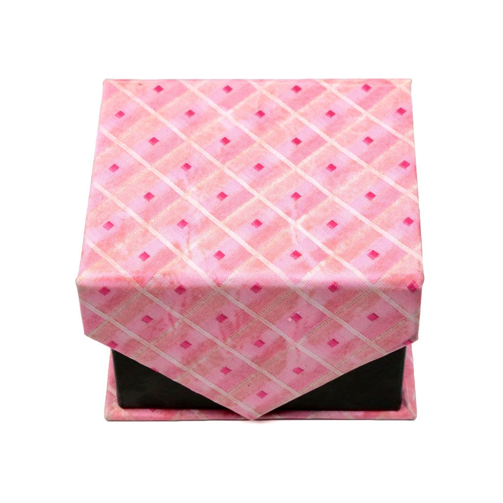 Men's Pink Squared Geometric Pattern Design 4-pc Necktie Box Set