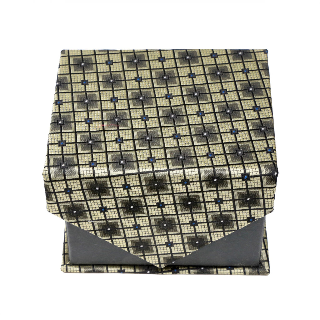 Men's Blue-Gold Layered Geometric Design 4-pc Necktie Box Set
