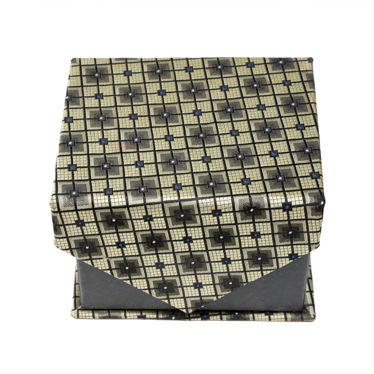 Men's Blue-Gold Layered Geometric Design 4-pc Necktie Box Set