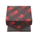 Men's Red/Black Square Geometric Pattern Design 4-pc Necktie Box Set