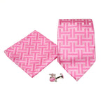 Men's Pink/Pink Geometric Pattern Design 4-pc Necktie Box Set