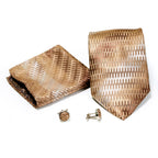 Men's Brown Squared-Striped Layered Design 4-pc Necktie Box Set