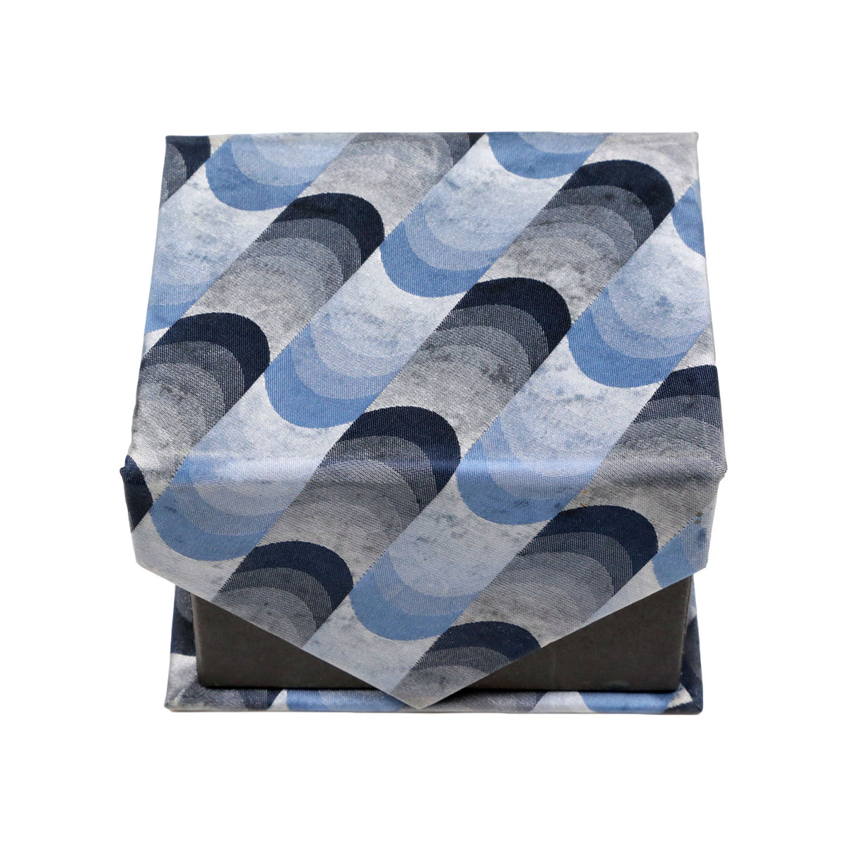 Men's Blue/Black Circle Geometric Pattern Design 4-pc Necktie Box Set