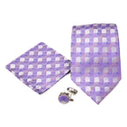 Men's Purple Square Geometric Pattern Design 4-pc Necktie Box Set