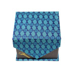 Men's Blue Squared Pattern Design 4-pc Necktie Box Set