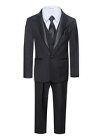 Boys Black Shawl Collar Tuxedo – 5-Piece Complete Outfit | Ferrecci Reno Jr