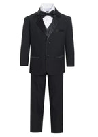 Boys Black Tuxedo — Bronson Jr 5 Piece Kids Tuxedo Set with Vest, Shirt & Tie