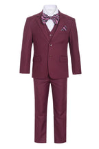 Ferrecci Boys Burgundy 5-Piece Suit Set – Formal Kids Suit (JAX JR)
