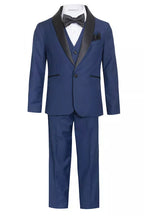 Boys Navy Shawl Collar Tuxedo – 5-Piece Complete Outfit | Ferrecci Reno Jr