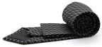 Mens Dads Classic Black Striped Pattern Business Casual Necktie & Hanky Set C-1