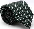 Mens Dads Classic Black Green Striped Pattern Business Casual Necktie & Hanky Set C-4