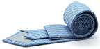 Mens Dads Classic Blue Striped Pattern Business Casual Necktie & Hanky Set C-8