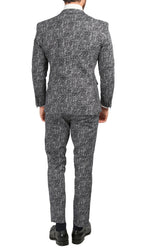Chicago Slim Fit Black & White Spotted Notch Lapel Suit