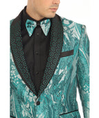 Cosmopolitan Aqua Men's Shawl Collar Tuxedo 1 Button 2 Vent Slim Fit Blazer