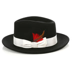 Black/White Crushable Wool Felt Fedora Hat for Men – 100% Australian Wool