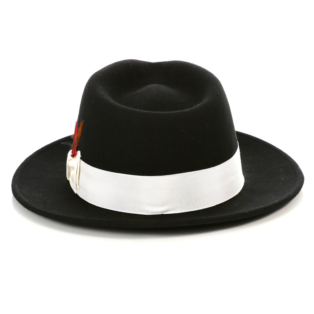 Black/White Crushable Wool Felt Fedora Hat for Men – 100% Australian Wool