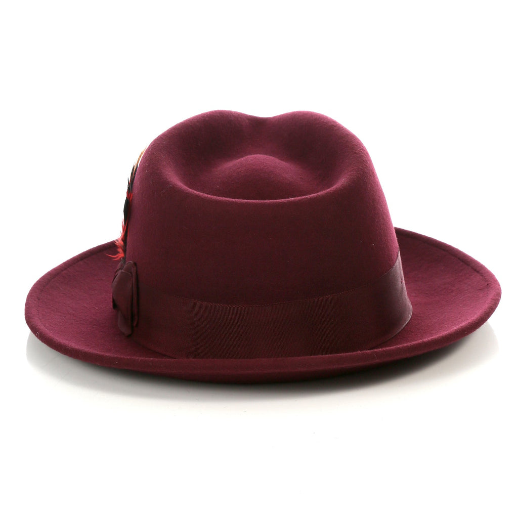 Burgundy Crushable Wool Felt Fedora Hat for Men – 100% Australian Wool