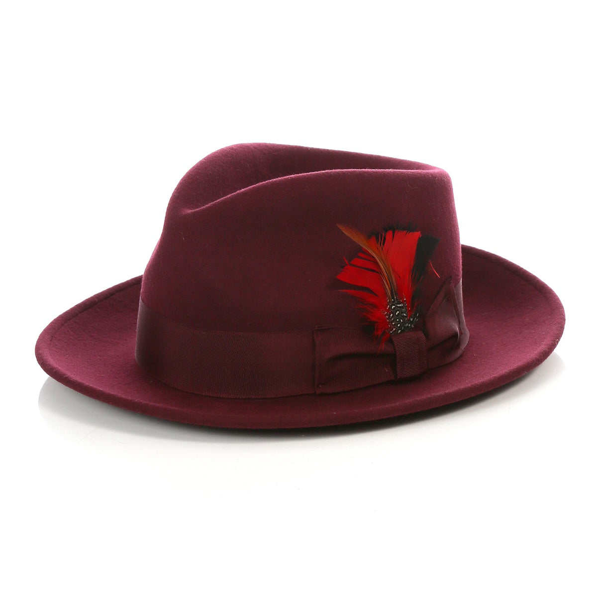 Burgundy Crushable Wool Felt Fedora Hat for Men – 100% Australian Wool