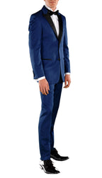 Dark Blue Slim Fit Peak Lapel 2pc Tuxedo - Crisp