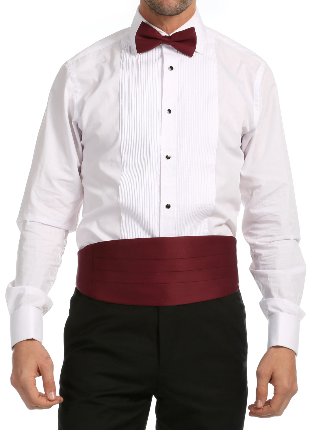 Men's Dark Burgundy Satin Cummerbund & Bow Tie Set – Adjustable Tuxedo Set