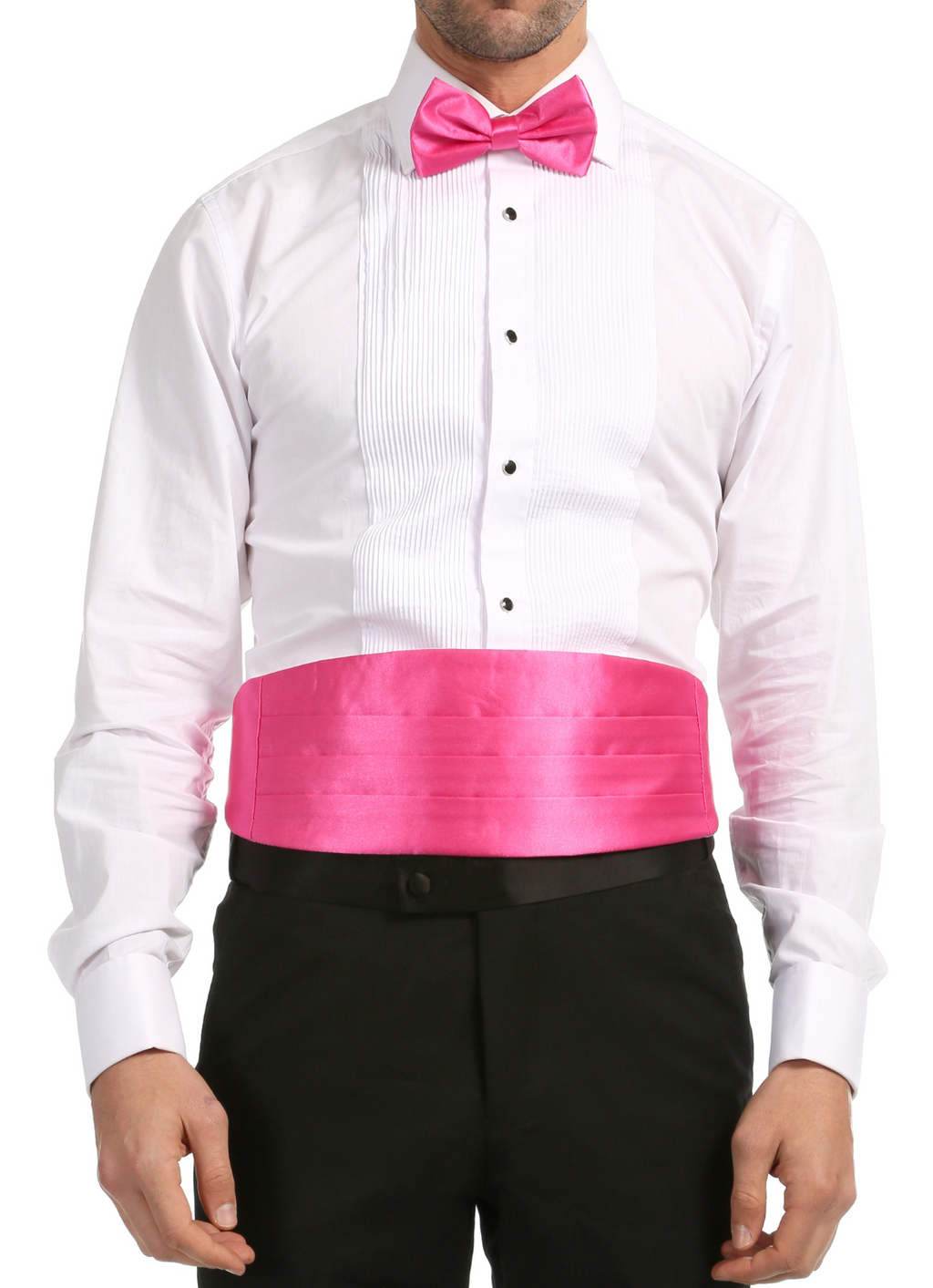 Men's Fuchsia Satin Cummerbund & Bow Tie Set – Adjustable Tuxedo Set
