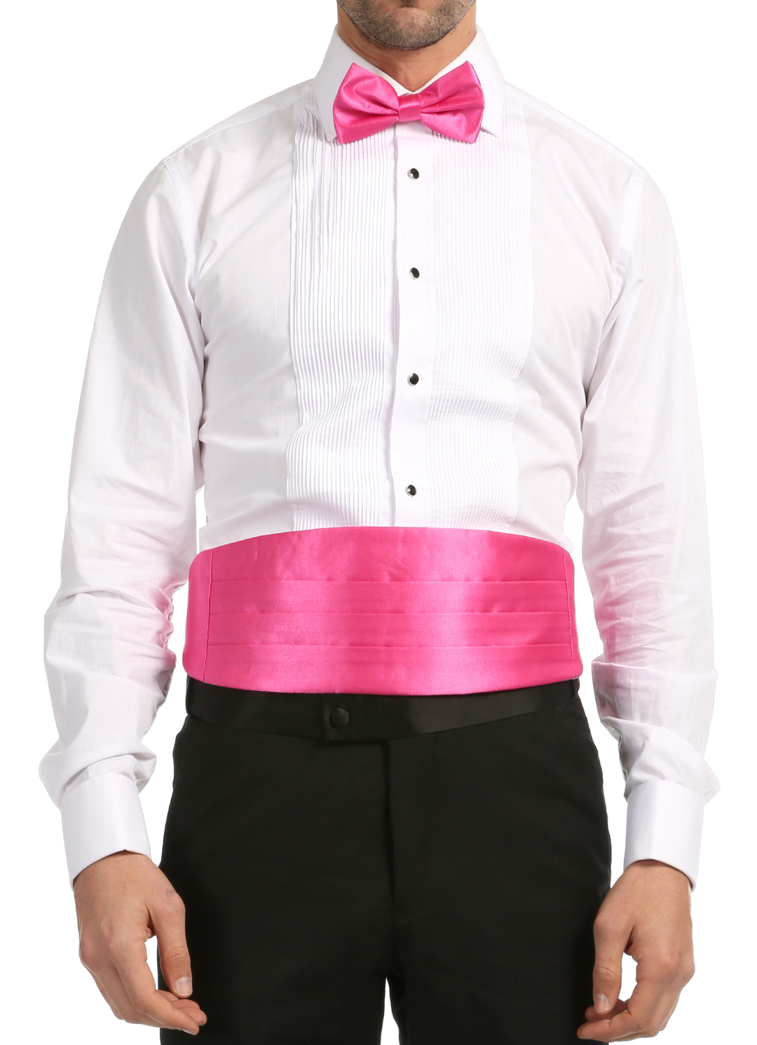 Men's Fuchsia Satin Cummerbund & Bow Tie Set – Adjustable Tuxedo Set