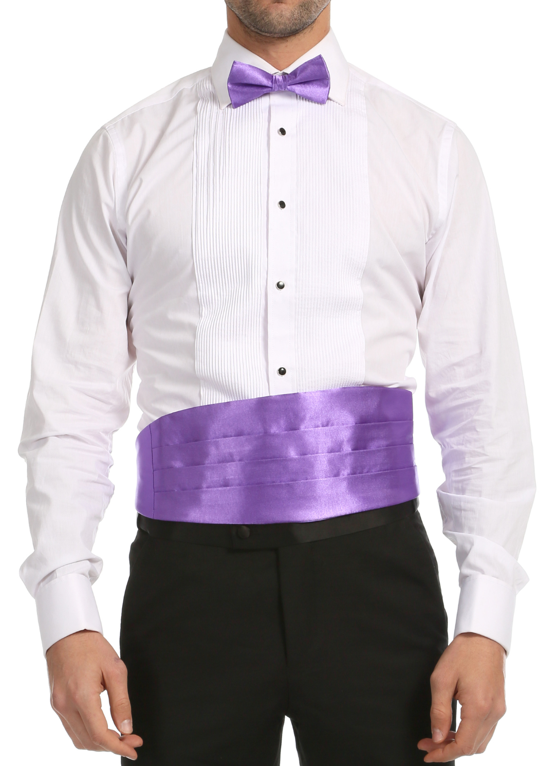 Men's Lilac Satin Cummerbund & Bow Tie Set – Adjustable Tuxedo Set