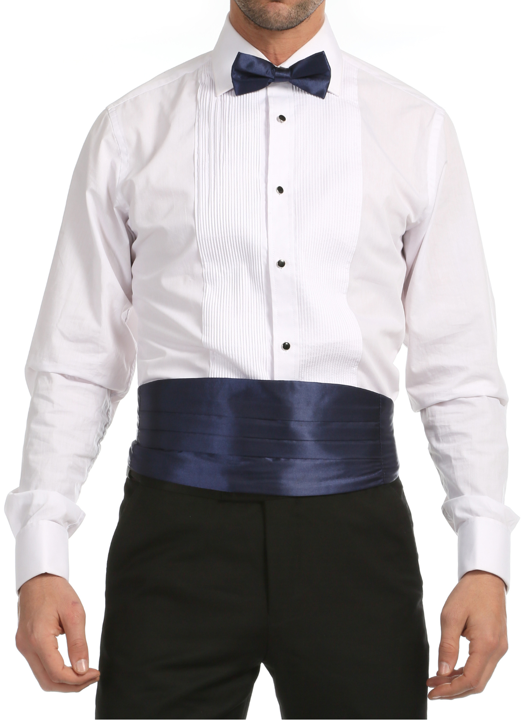 Men's Navy Satin Cummerbund & Bow Tie Set – Adjustable Tuxedo Set
