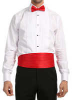 Men's Red Satin Cummerbund & Bow Tie Set – Adjustable Tuxedo Set
