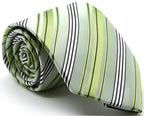 Mens Dads Classic Green Striped Pattern Business Casual Necktie & Hanky Set D-11