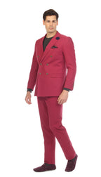Men's Burgundy Double Breasted Slim Fit Seersucker Suit