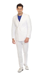 Men's White Double Breasted Slim Fit Seersucker Suit
