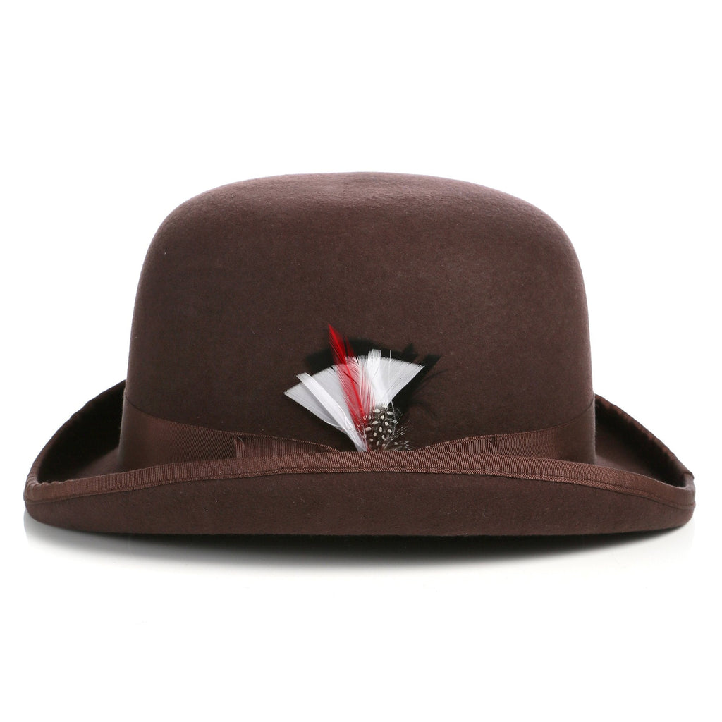 Premium Wool Chocolate Brown Derby Bowler Hat - FHYINC best men's suits, tuxedos, formal men's wear wholesale