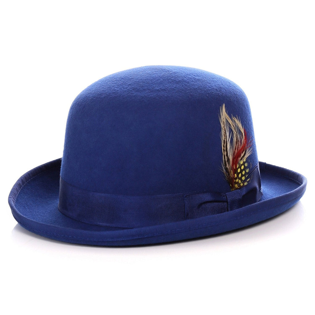 Ferrecci Premium Wool Royal Blue Derby Bowler Hat