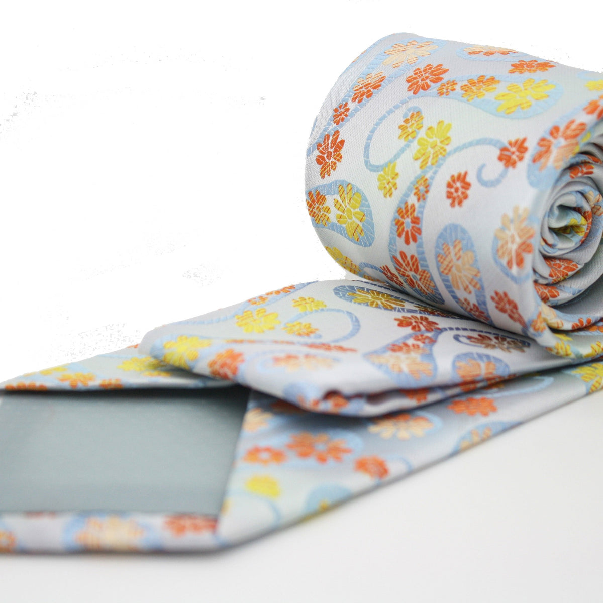 Mens Dads Classic Yellow Floral Pattern Business Casual Necktie & Hanky Set DF-2