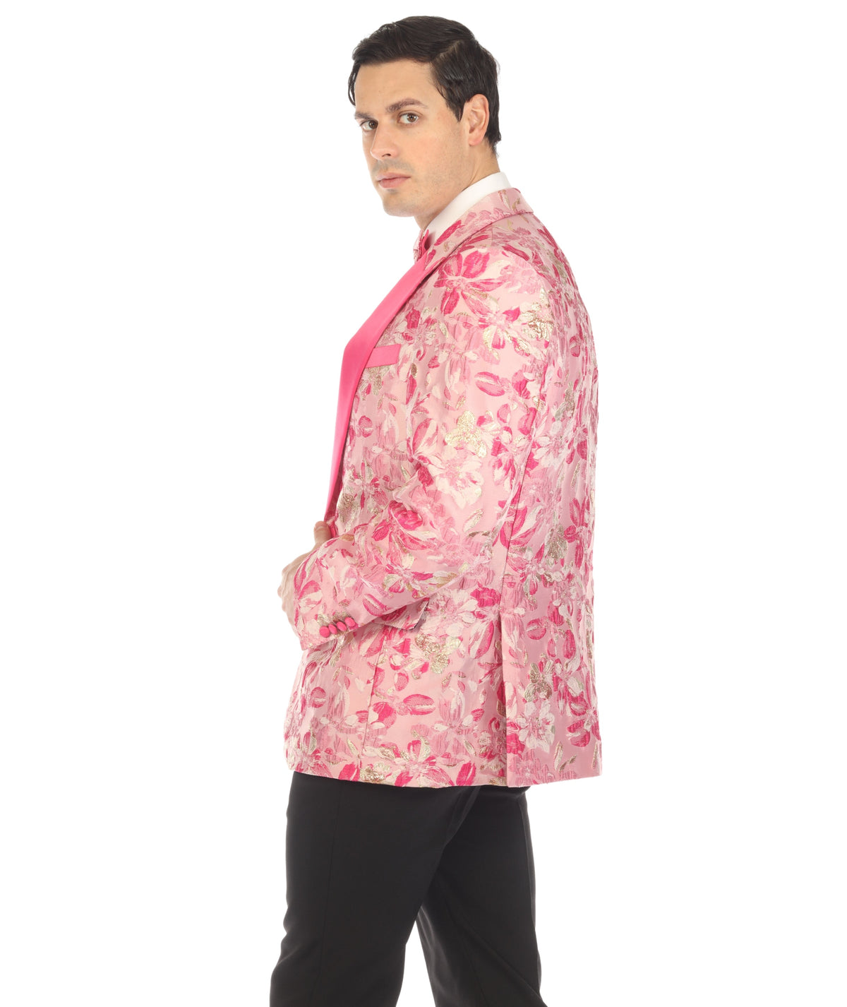 Men's Drake Fuchsia Peak Lapel Tuxedo 1 Button 2 Vent Slim Fit Blazer