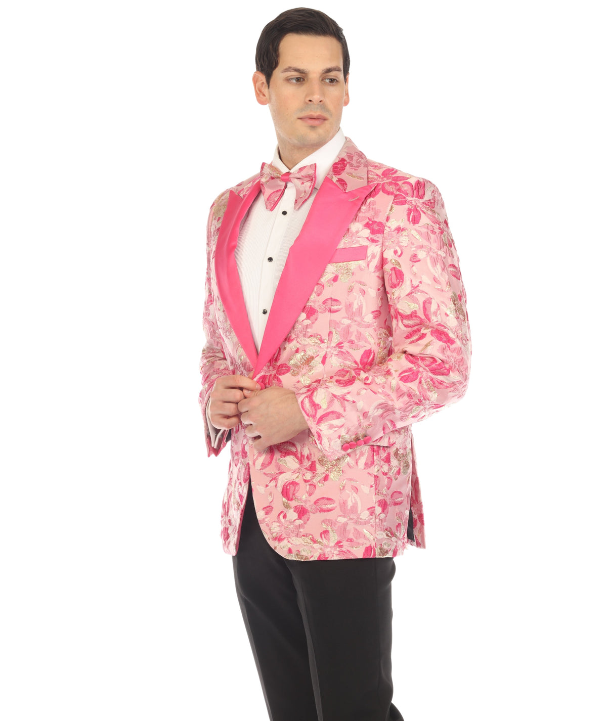 Men's Drake Fuchsia Peak Lapel Tuxedo 1 Button 2 Vent Slim Fit Blazer