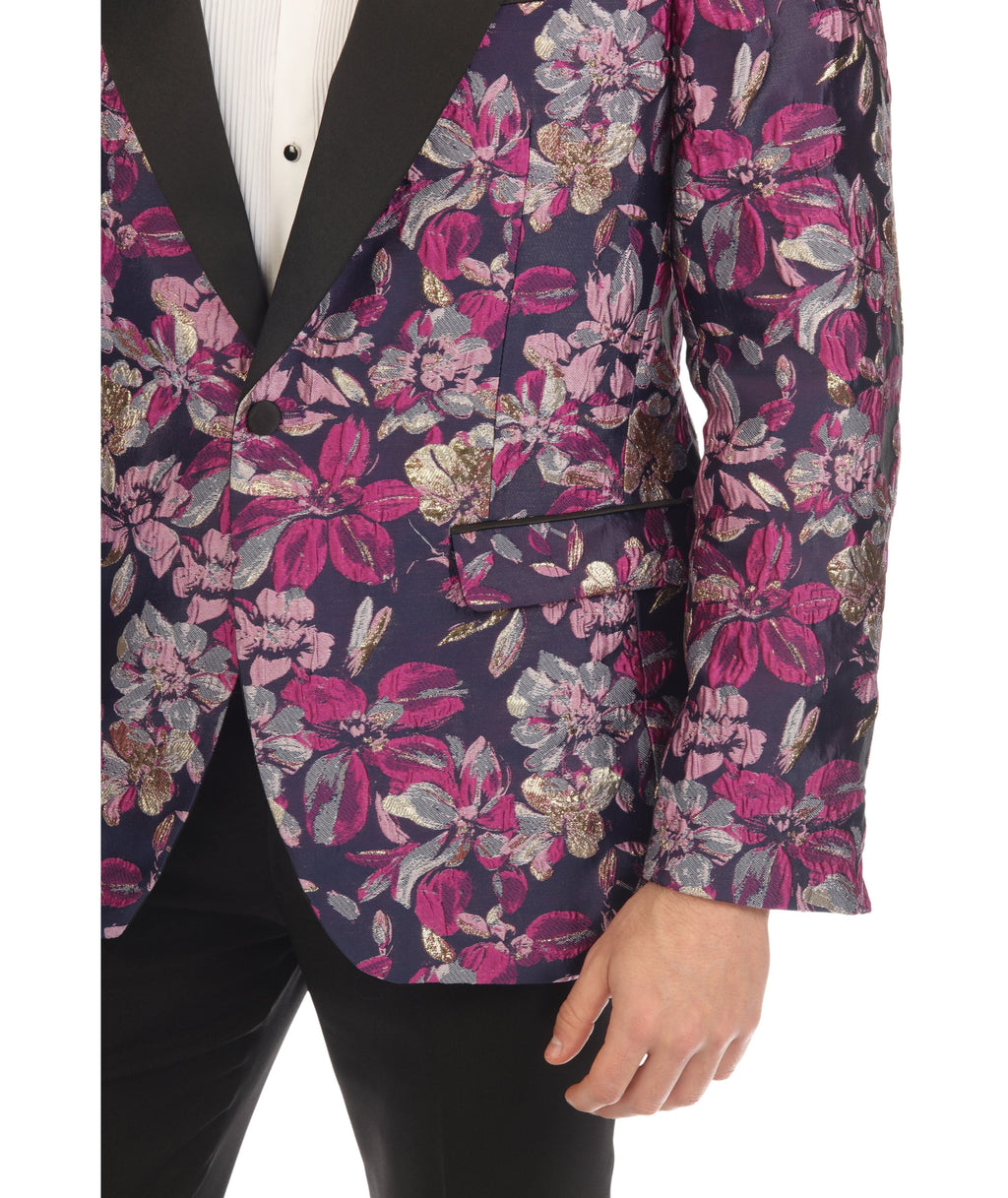 Men's Drake Purple Peak Lapel Tuxedo 1 Button 2 Vent Slim Fit Blazer
