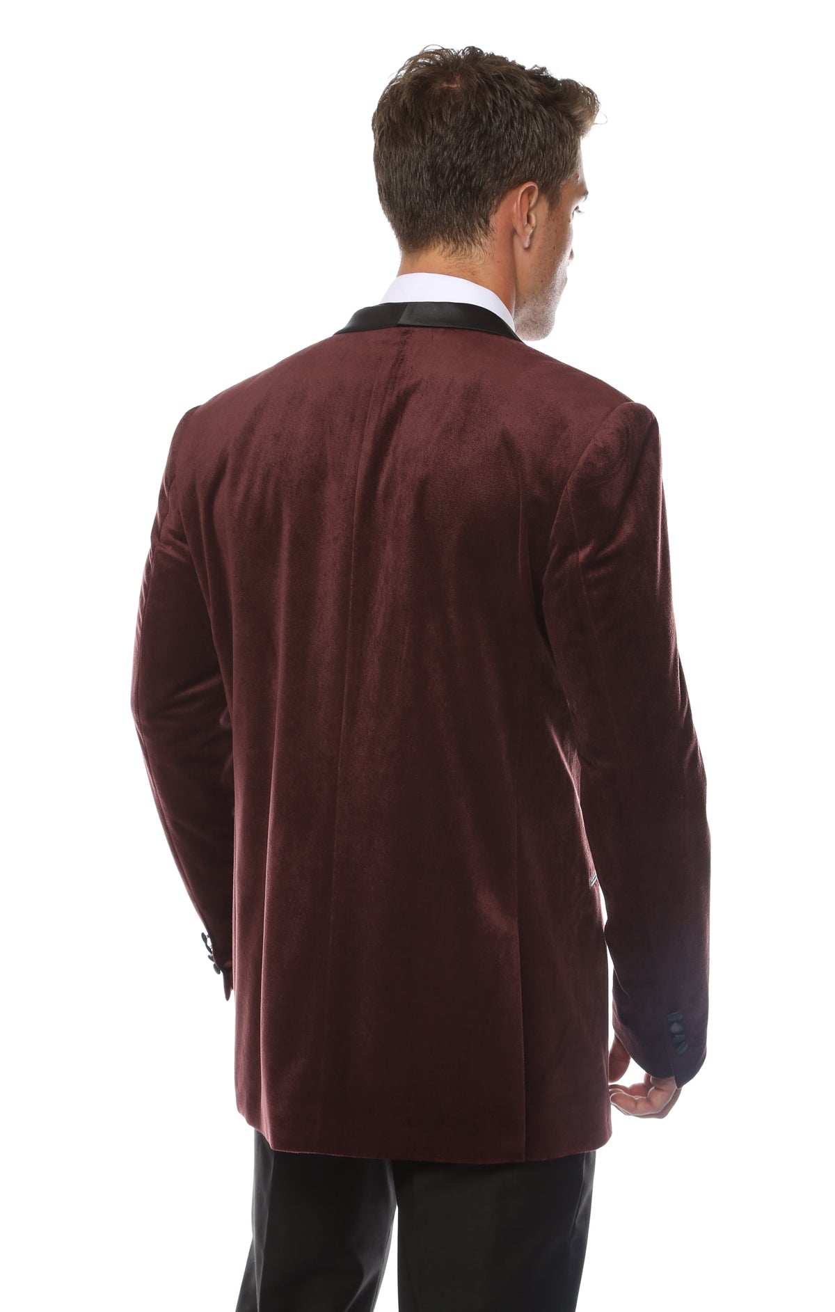 Ferrecci Men's Enzo Burgundy Velvet Slim Fit Shawl Lapel Tuxedo Blazer
